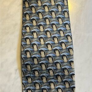 Ermenegildo Zegna Blue and Gold Patterned Tie